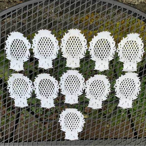 Vintage Lot Wilton White Plastic Cake Decoration Heart Panel Corner Filigree 70s - Picture 9 of 11